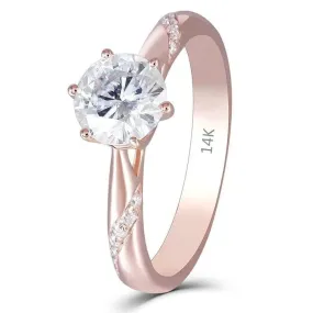 14k Rose Gold Moissanite Ring 1ct Center Stone