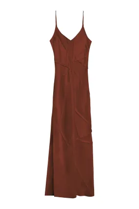 BM Elongated Recycled Dress with Slit - Chocolate