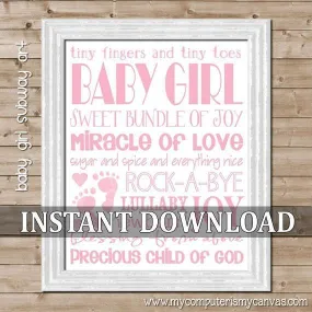 Pink Baby Girl Subway Art PRINTABLE {Clearance}