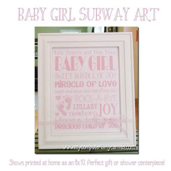 Pink Baby Girl Subway Art PRINTABLE {Clearance}