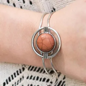 Sun Serenade Orange Hinged Cuff Bracelet