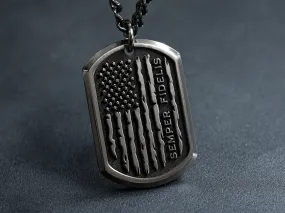 TITANIUM Custom USA Flag Dog Tag Necklace - Small